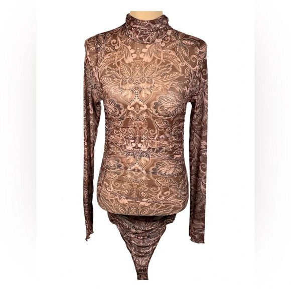 SOLD Free People Under It All Ruched Mesh Turtleneck Bodysuit NWT Small - Picture 4 of 15
